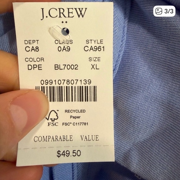 💙J. CREW Dusty Periwinkle Long-sleeve “everyday tee” - Picture 3 of 3